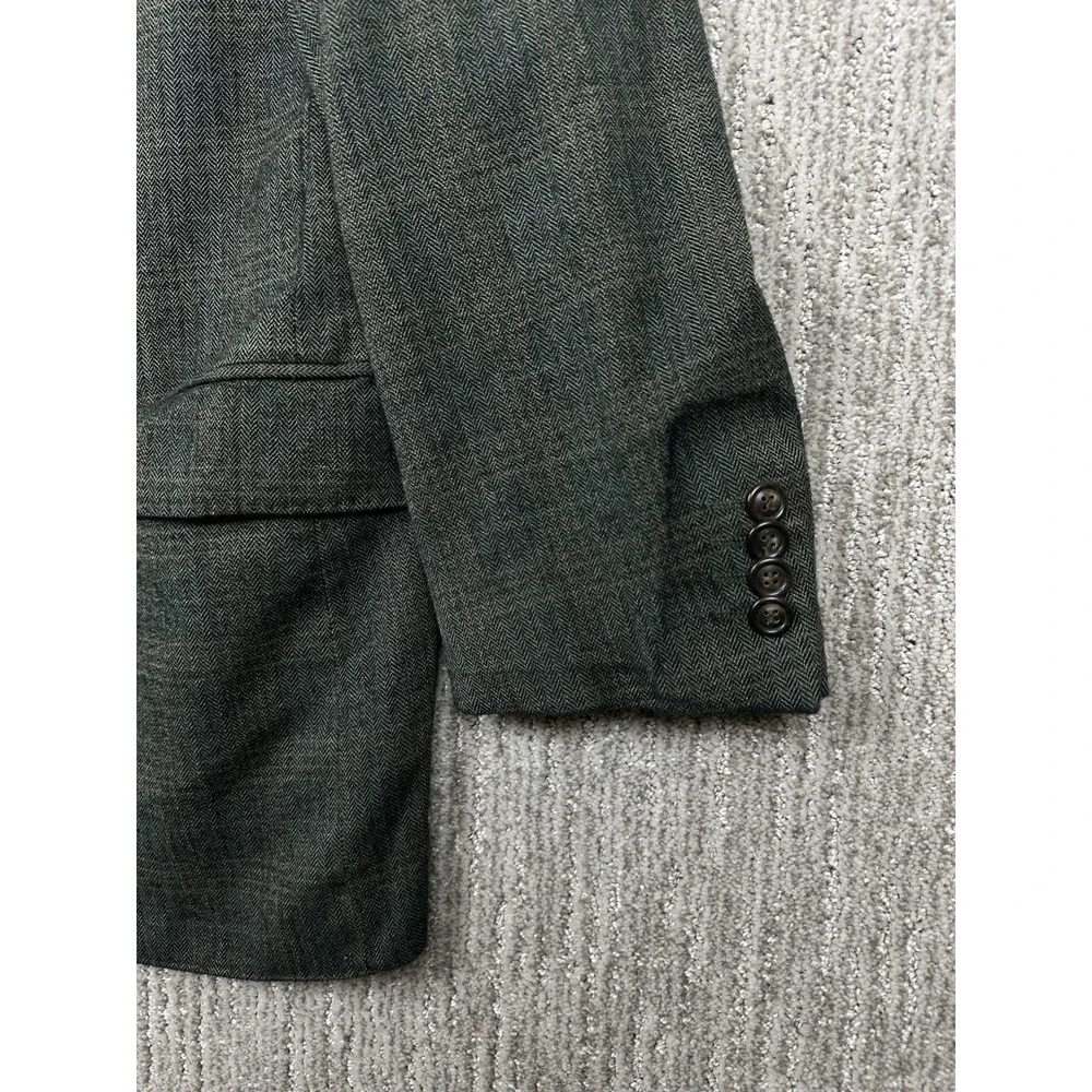Italian Wool Blazer 44R Fratelli Tallia Di Delfino Dark Green Houndstooth Plaid